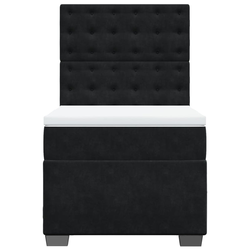 Pat box spring cu saltea, negru, 90x200 cm, catifea