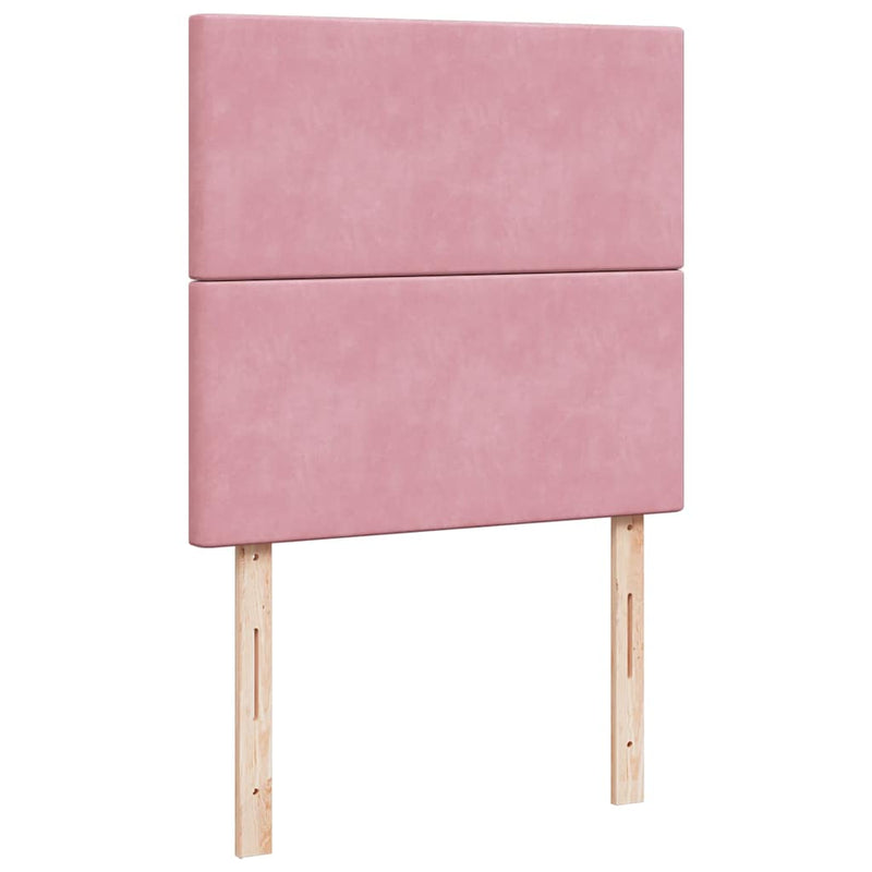 Pat box spring cu saltea, roz, 100x200 cm, catifea