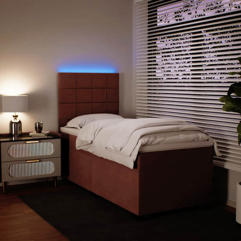 Pat box spring cu saltea, roz, 100x200 cm, catifea