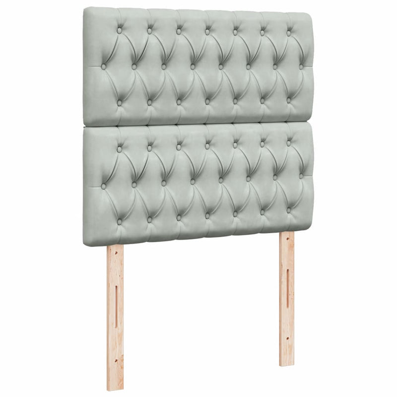 Pat box spring cu saltea, gri deschis, 100x200 cm, catifea