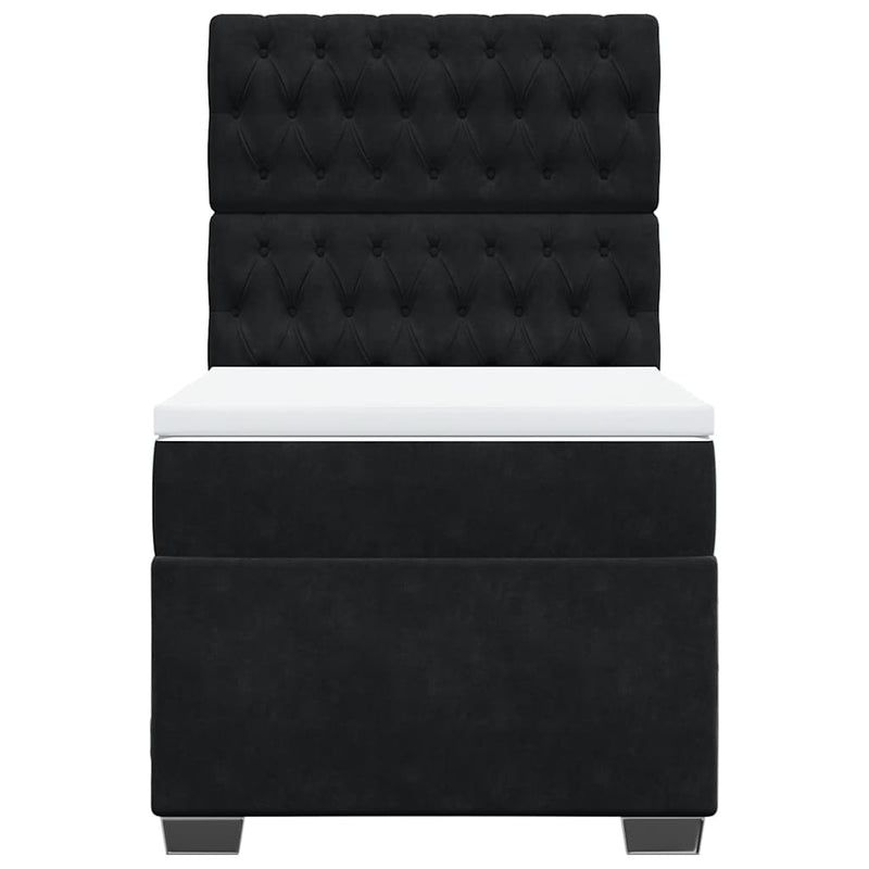 Pat box spring cu saltea, negru, 100x200 cm, catifea