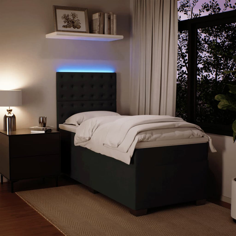 Pat box spring cu saltea, negru, 100x200 cm, catifea
