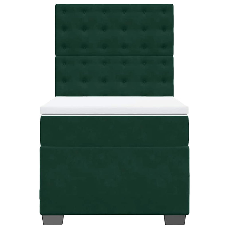 Pat box spring cu saltea, verde închis, 100x200 cm, catifea