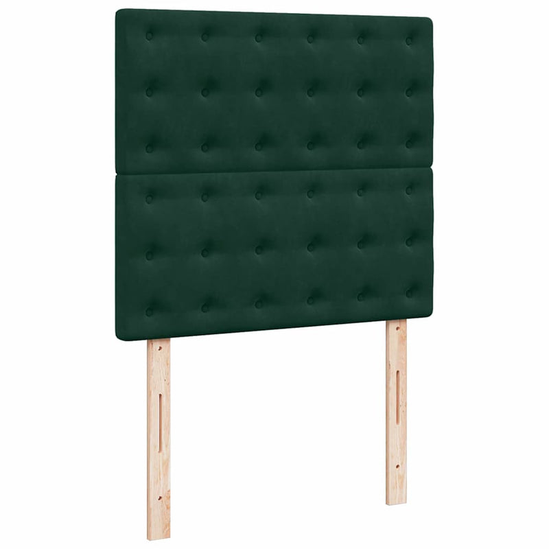 Pat box spring cu saltea, verde închis, 100x200 cm, catifea