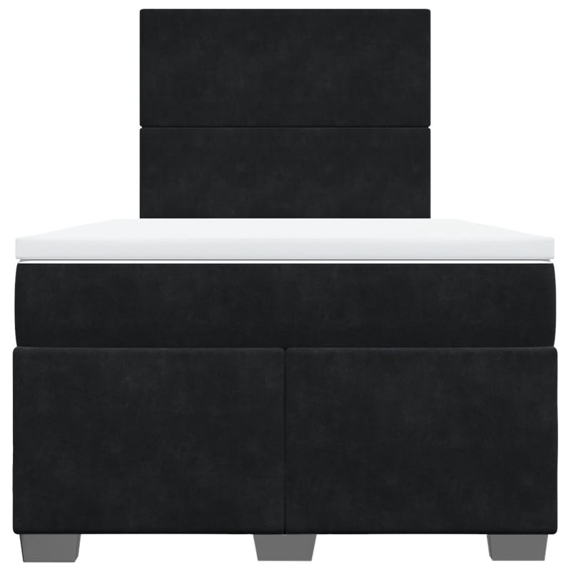 Pat box spring cu saltea, negru, 120x190 cm, catifea