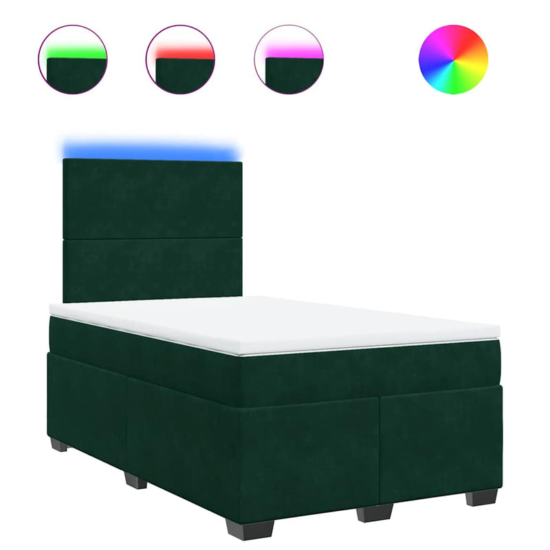 Pat box spring cu saltea, verde închis, 120x190 cm, catifea
