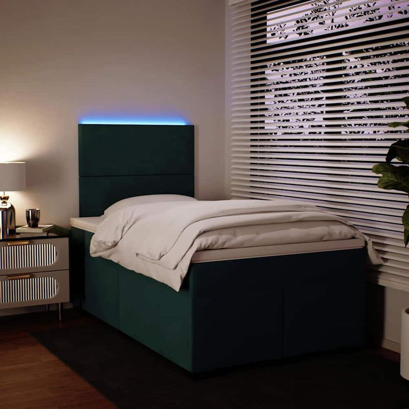 Pat box spring cu saltea, verde închis, 120x190 cm, catifea