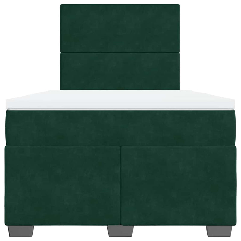 Pat box spring cu saltea, verde închis, 120x190 cm, catifea