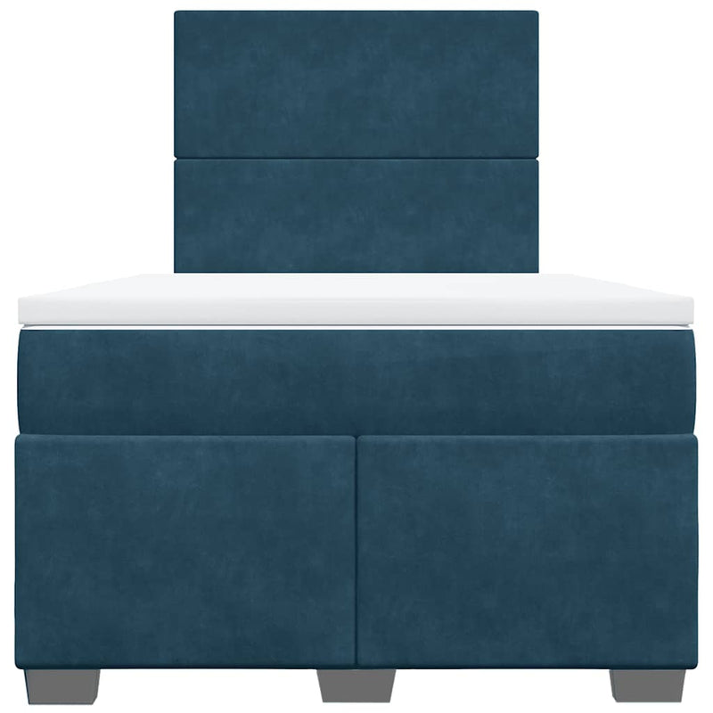 Pat box spring cu saltea, albastru, 120x190 cm, catifea