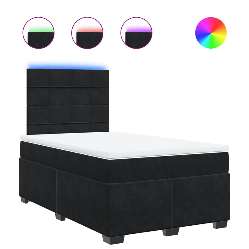 Pat box spring cu saltea, negru, 120x190 cm, catifea