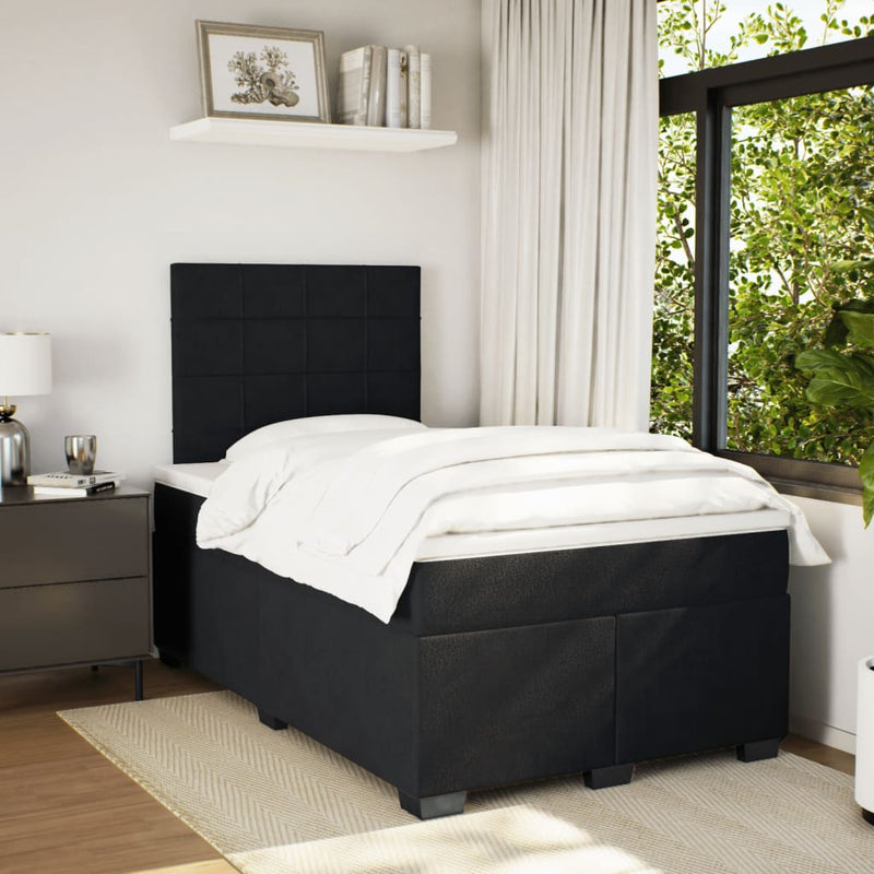 Pat box spring cu saltea, negru, 120x190 cm, catifea