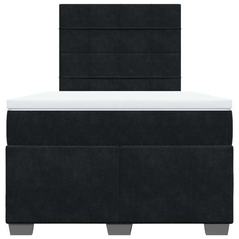 Pat box spring cu saltea, negru, 120x190 cm, catifea