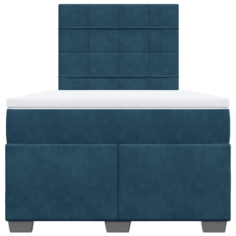 Pat box spring cu saltea, albastru, 120x190 cm, catifea