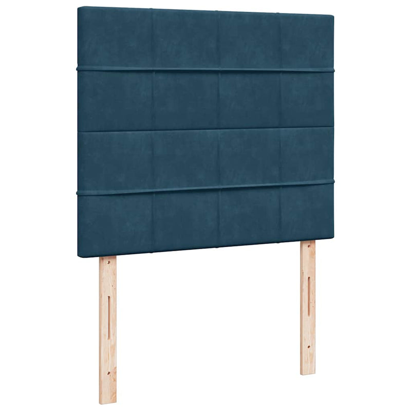 Pat box spring cu saltea, albastru, 120x190 cm, catifea