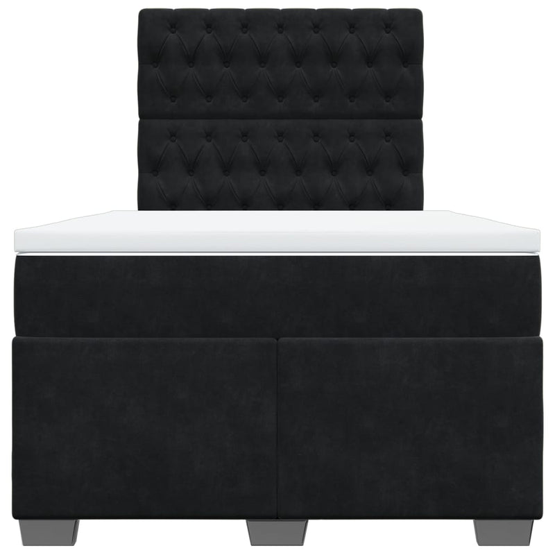 Pat box spring cu saltea, negru, 120x190 cm, catifea