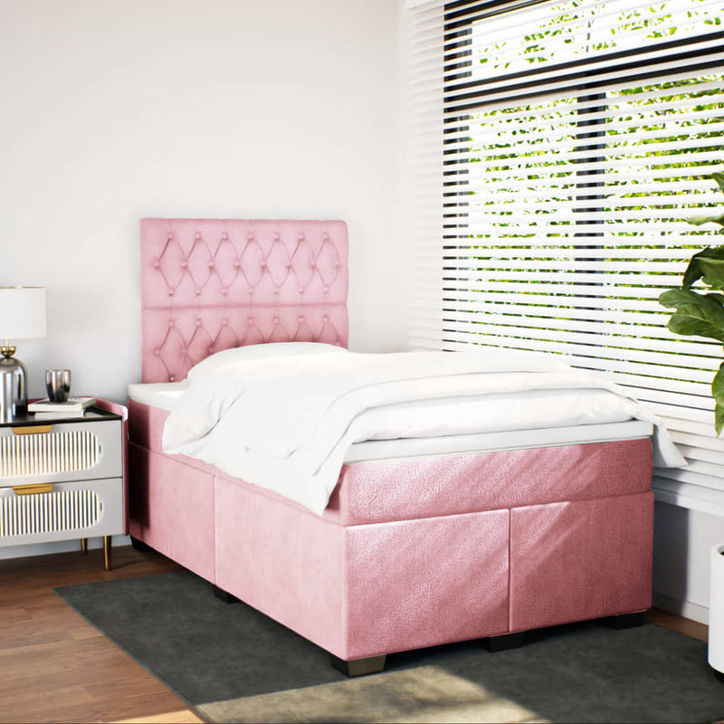 Pat box spring cu saltea, negru, 120x190 cm, catifea