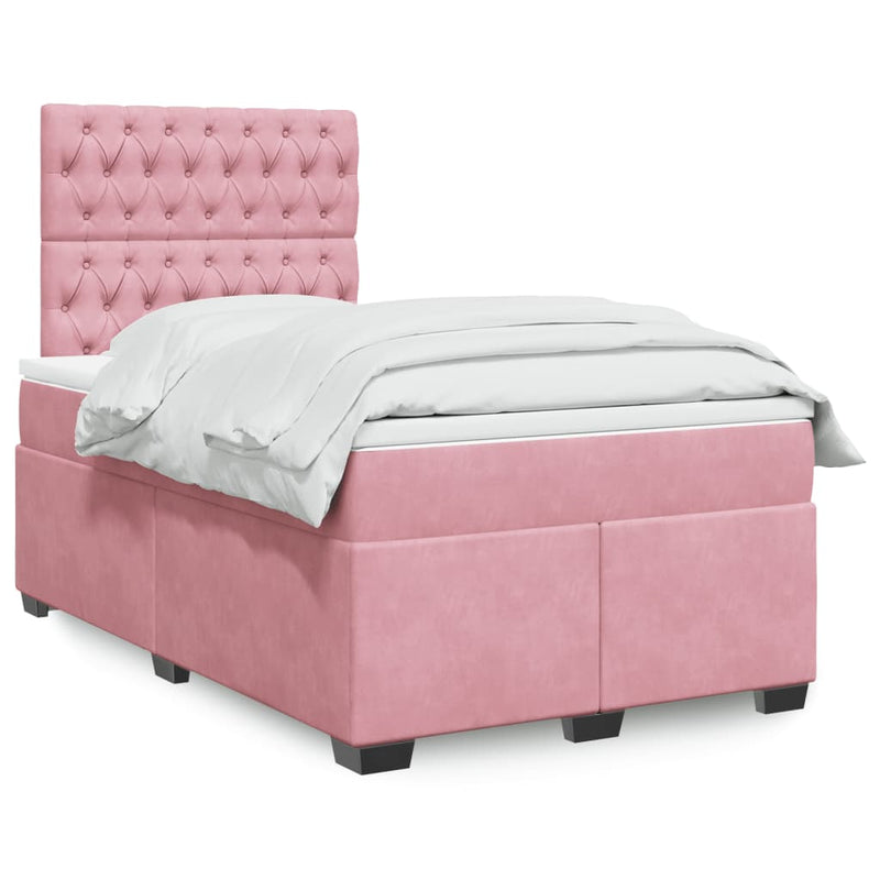 Pat box spring cu saltea, negru, 120x190 cm, catifea