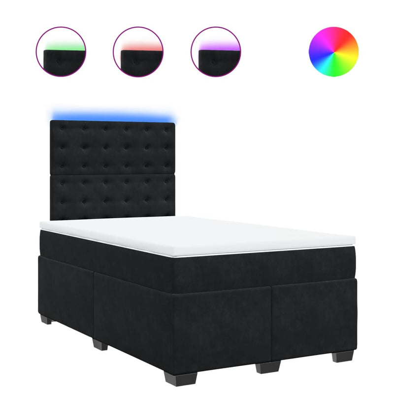 Pat box spring cu saltea, negru, 120x190 cm, catifea