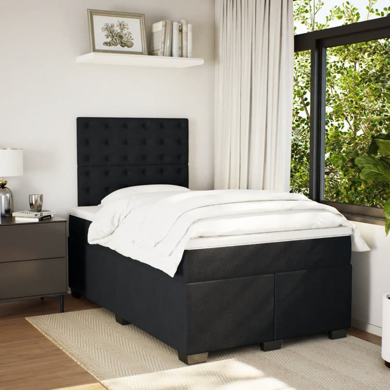 Pat box spring cu saltea, negru, 120x190 cm, catifea