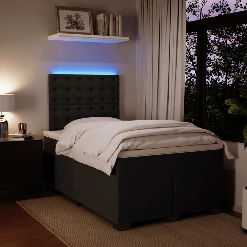 Pat box spring cu saltea, negru, 120x190 cm, catifea