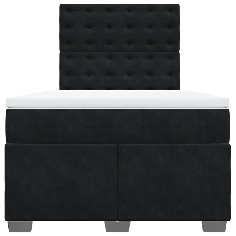 Pat box spring cu saltea, negru, 120x190 cm, catifea