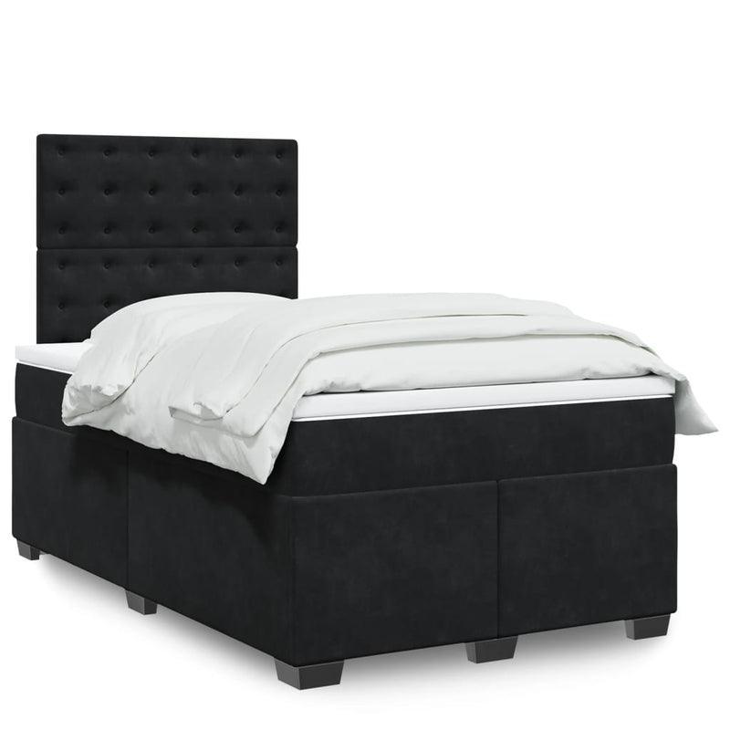 Pat box spring cu saltea, negru, 120x190 cm, catifea