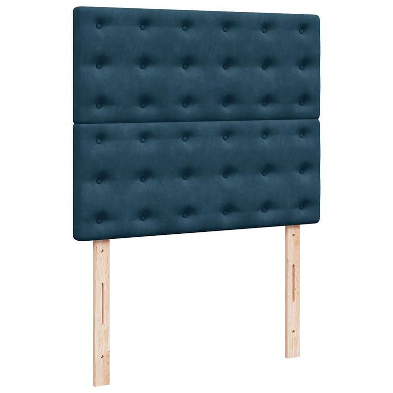 Pat box spring cu saltea, albastru, 120x190 cm, catifea