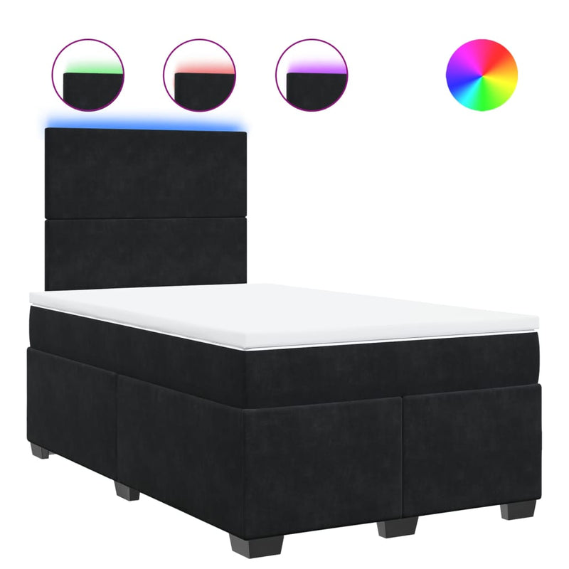 Pat box spring cu saltea, negru, 120x200 cm, catifea