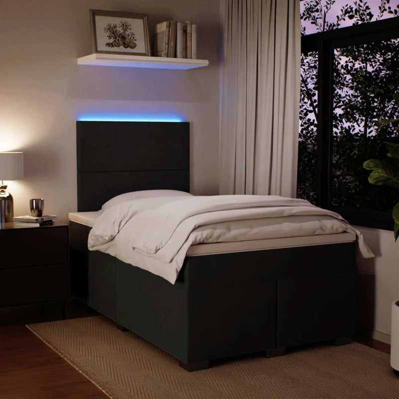 Pat box spring cu saltea, negru, 120x200 cm, catifea