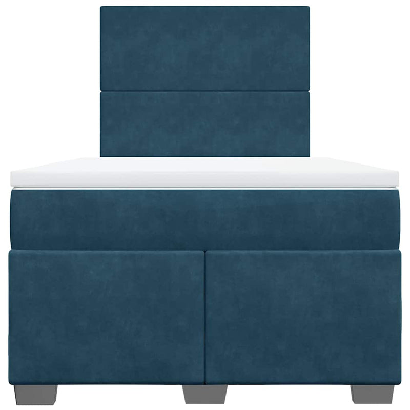 Pat box spring cu saltea, albastru, 120x200 cm, catifea