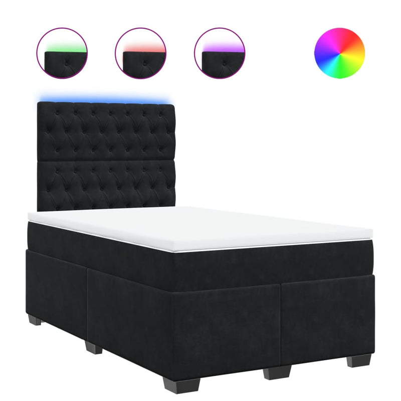 Pat box spring cu saltea, negru, 120x200 cm, catifea