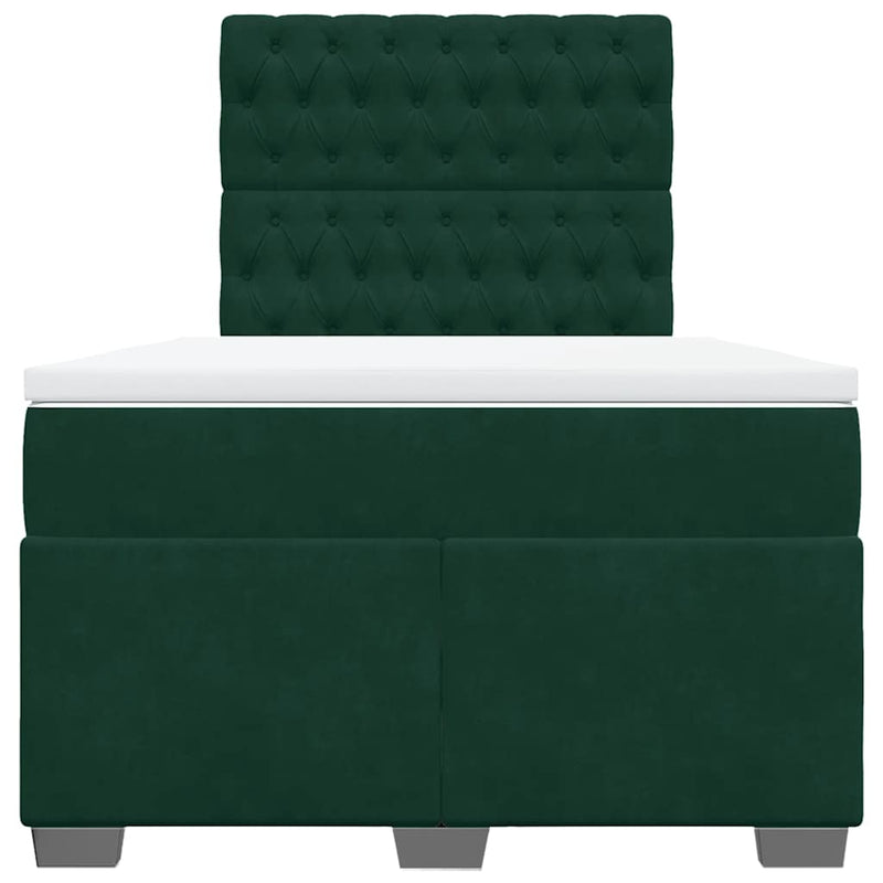 Pat box spring cu saltea, verde închis, 120x200 cm, catifea