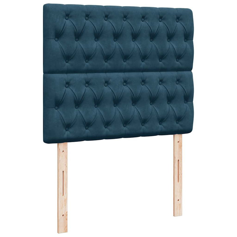 Pat box spring cu saltea, albastru, 120x200 cm, catifea