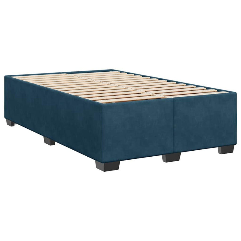Pat box spring cu saltea, albastru, 120x200 cm, catifea