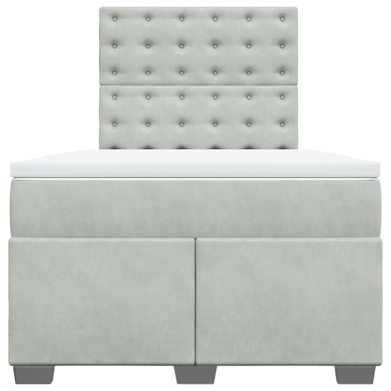 Pat continental cu saltea, gri deschis, 120x200 cm, catifea
