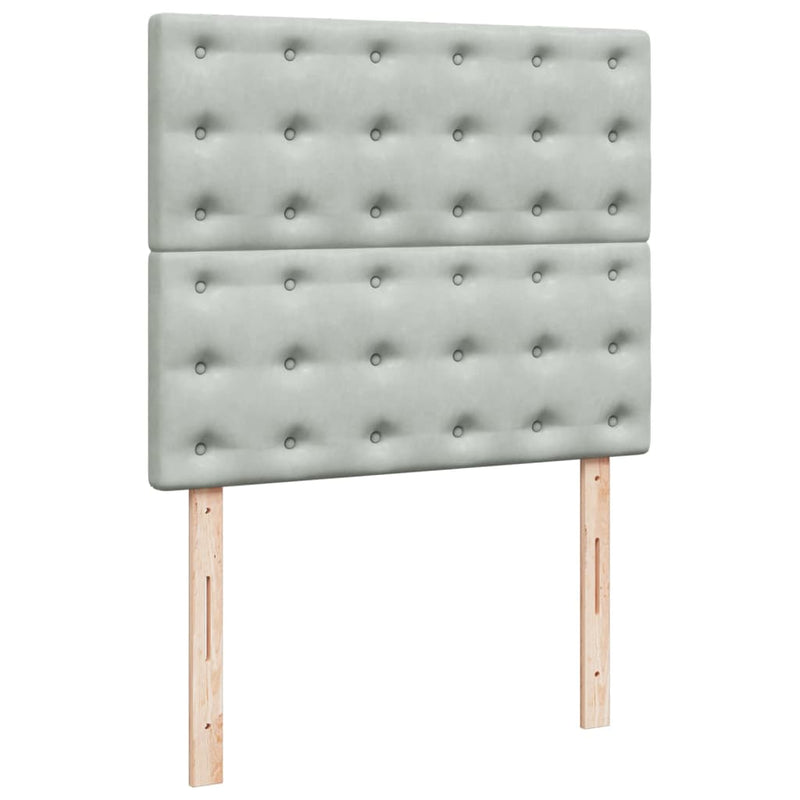 Pat continental cu saltea, gri deschis, 120x200 cm, catifea