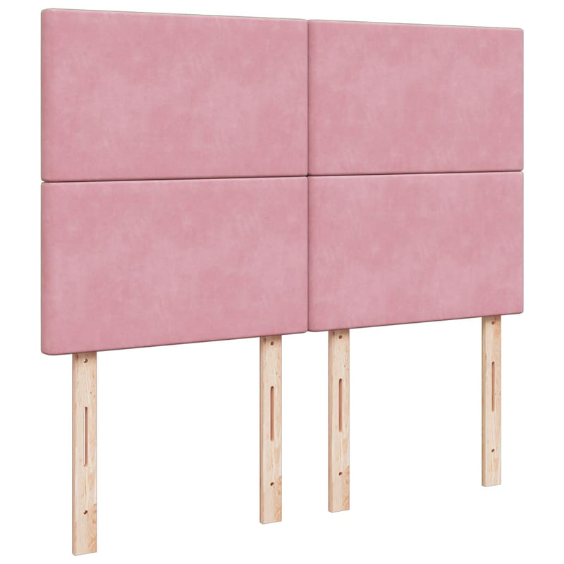 Pat box spring cu saltea, roz, 140x190 cm, catifea