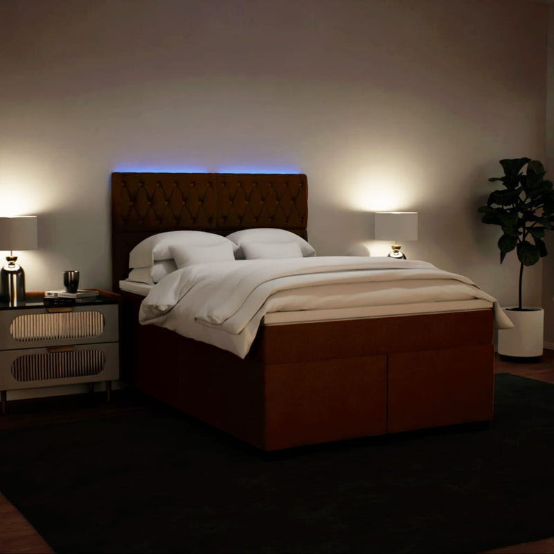Pat box spring cu saltea, roz, 140x190 cm, catifea