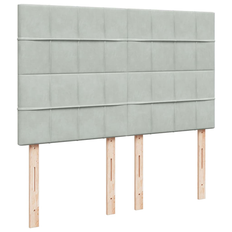 Pat box spring cu saltea, gri deschis, 140x200 cm, catifea