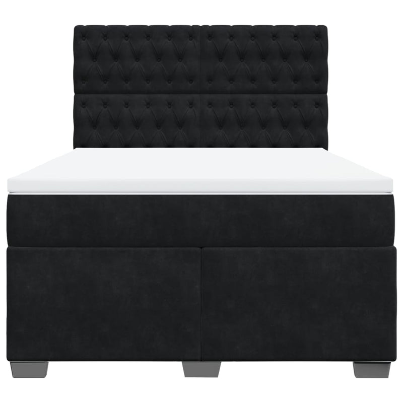 Pat box spring cu saltea, negru, 140x200 cm, catifea