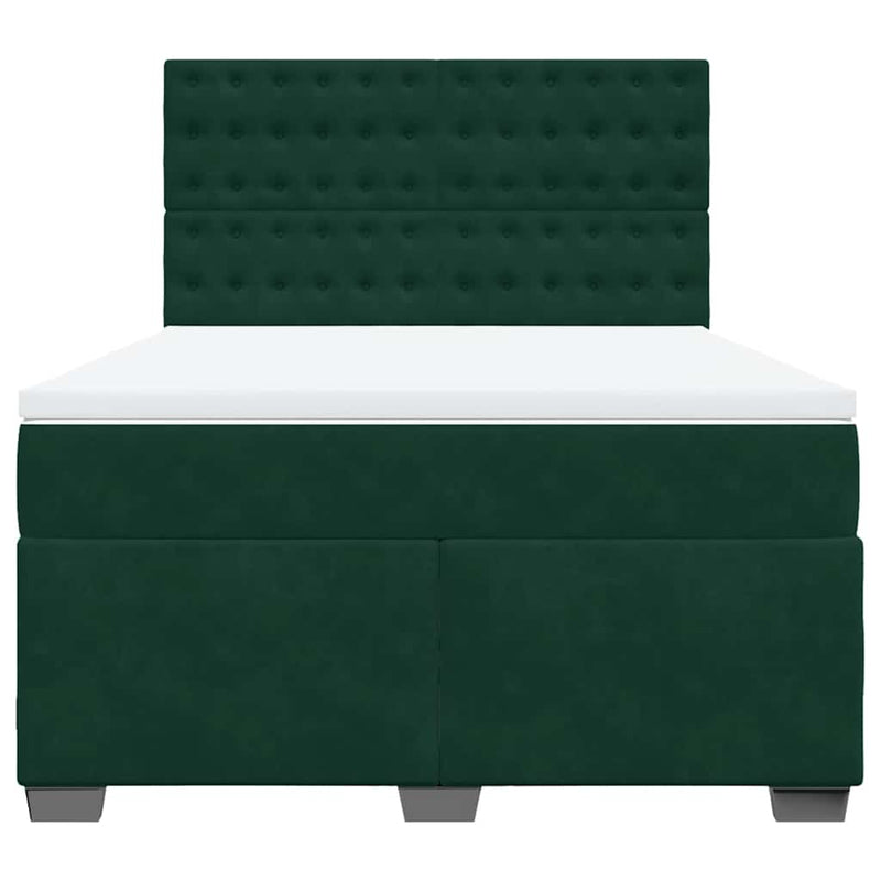 Pat box spring cu saltea, verde închis, 140x200 cm, catifea