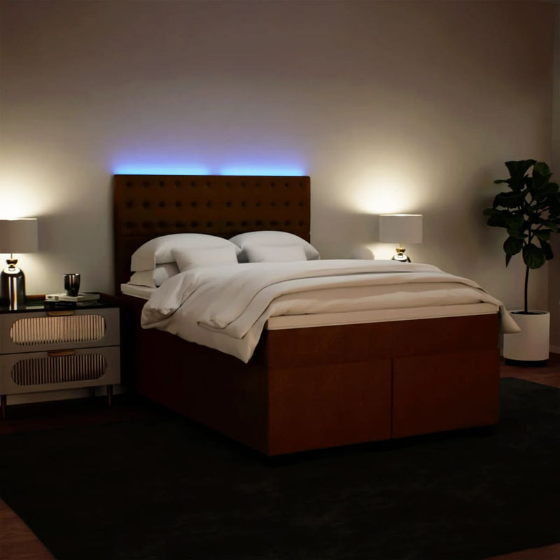Pat box spring cu saltea, roz, 140x200 cm, catifea