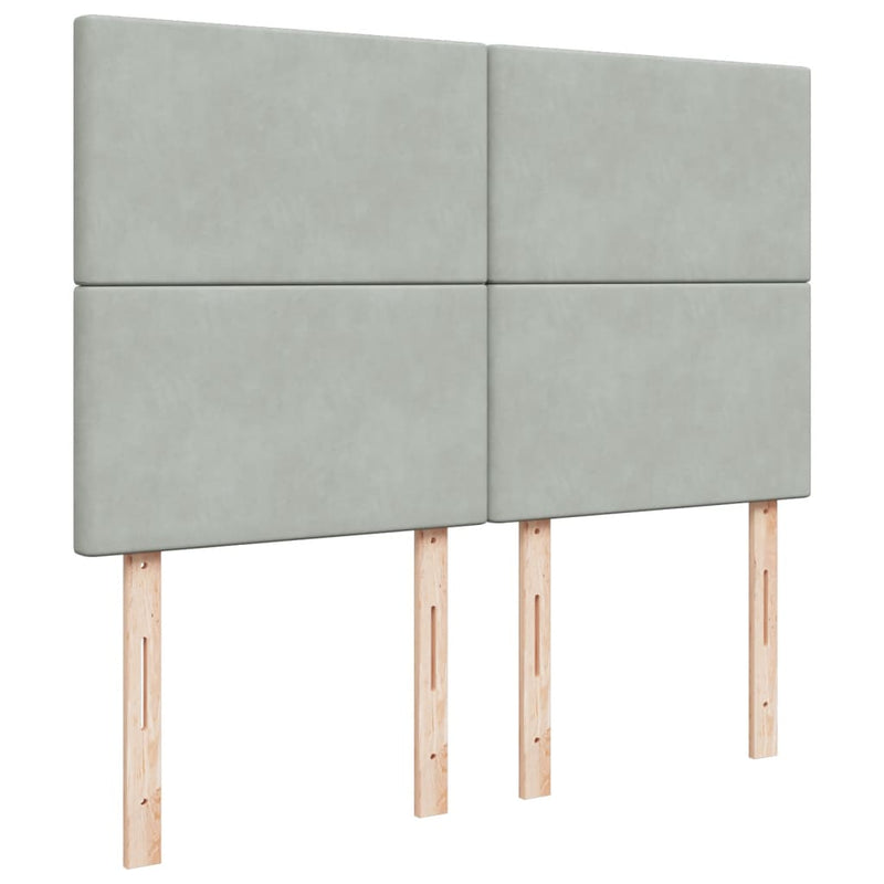 Pat box spring cu saltea, gri deschis, 160x200 cm, catifea