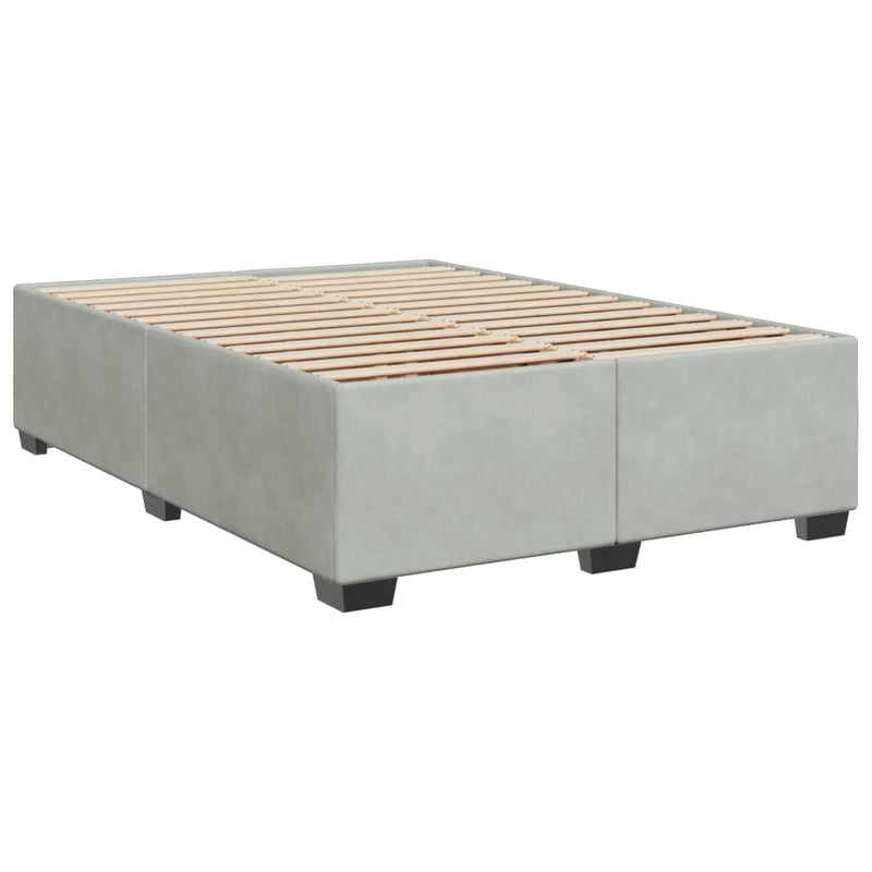 Pat box spring cu saltea, gri deschis, 160x200 cm, catifea