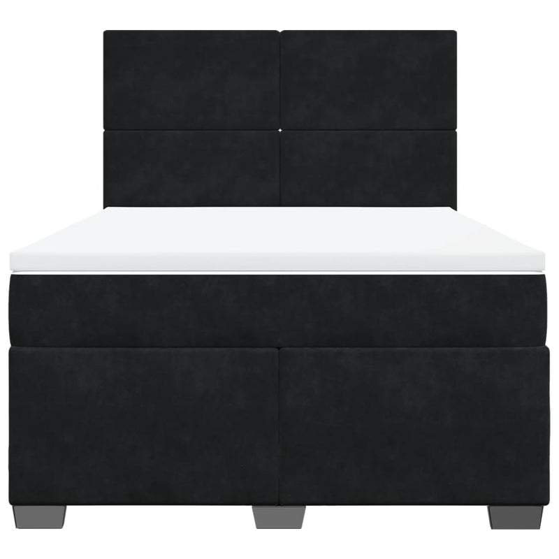 Pat box spring cu saltea, negru, 160x200 cm, catifea