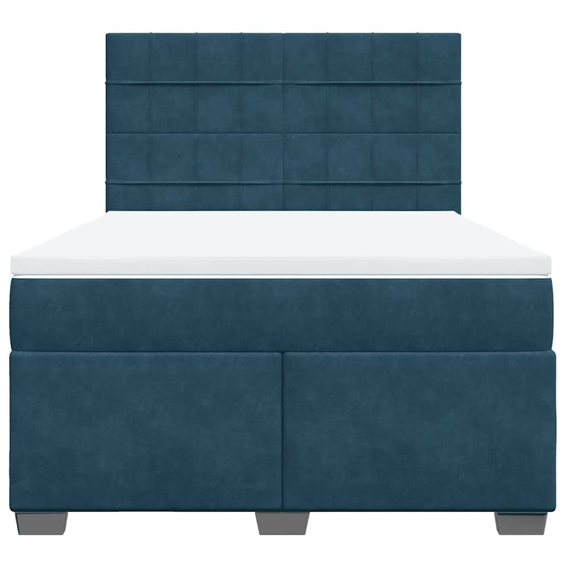 Pat box spring cu saltea, albastru, 160x200 cm, catifea