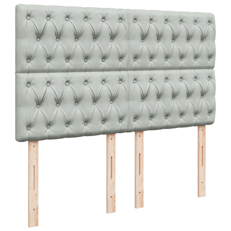 Pat box spring cu saltea, gri deschis, 160x200 cm, catifea