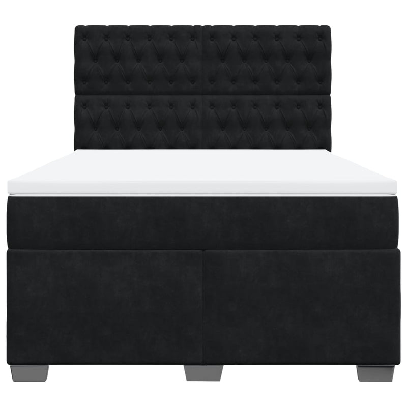 Pat box spring cu saltea, negru, 160x200 cm, catifea