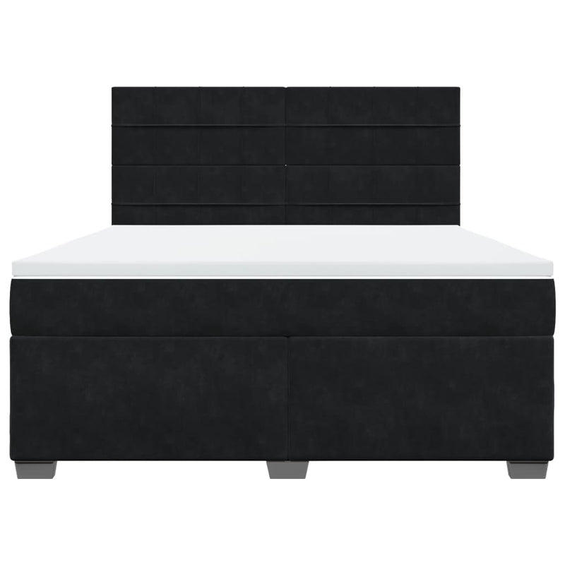 Pat box spring cu saltea, negru, 180x200 cm, catifea