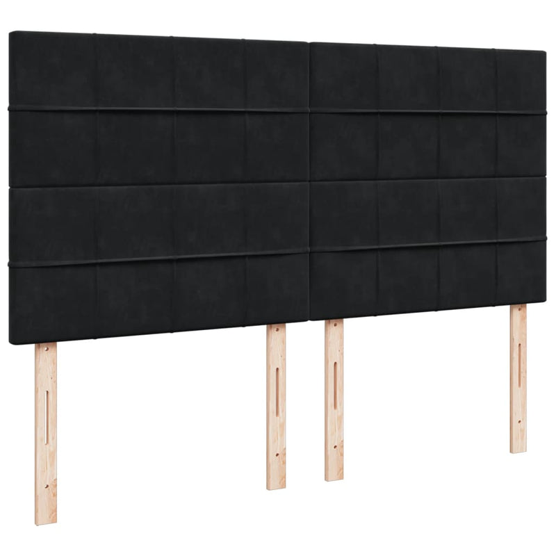 Pat box spring cu saltea, negru, 180x200 cm, catifea